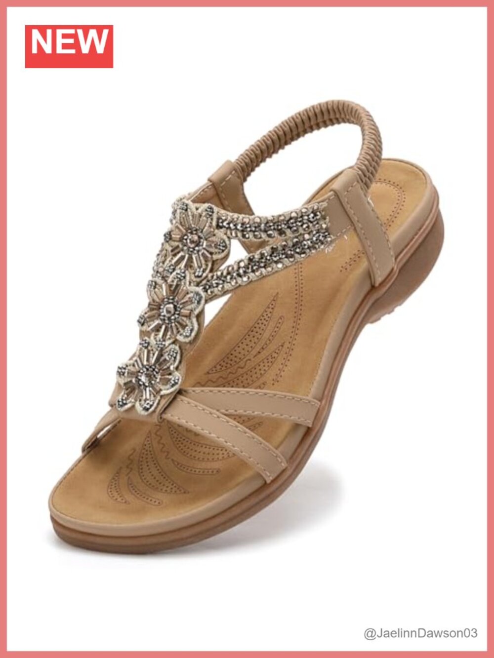 Handmade Arch Support Sandals Bohemian T-Strap PU Leather Walking Sandals